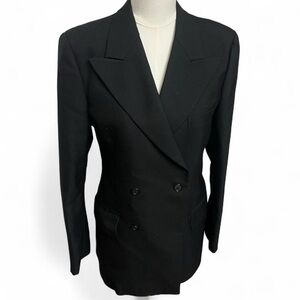 Yves Saint Laurent vintage double breasted black blazer peacoat jacket France